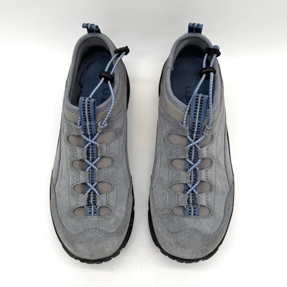 LL Bean Light Blue Suede Leather Bungee Lace Hiking Shoes Size 9.5 - Picture 3 of 9